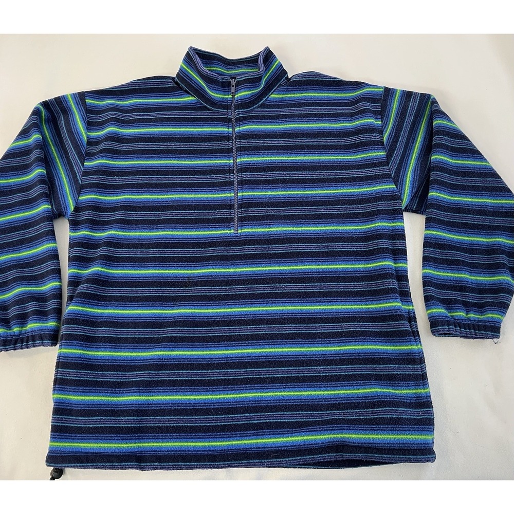 VTG Original Gap Pro Fleece Sweater Adult XL Striped Jacket Pullover 1/3 Zip Y2K